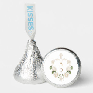 White Roses Frame Religious Wedding Monograms Hershey®'s Kisses®