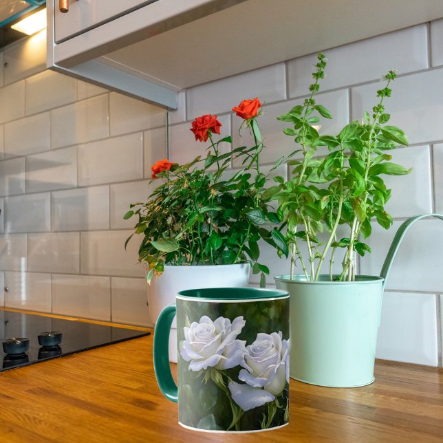 White Roses Garden Art Flower Mug Cup (Creator Uploaded)