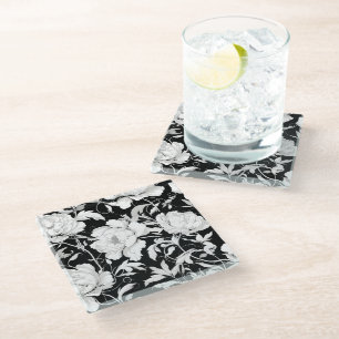White Roses Glass Coaster