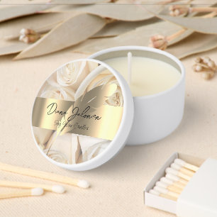White Roses Gold Foil Shiny Mini Candle Favors