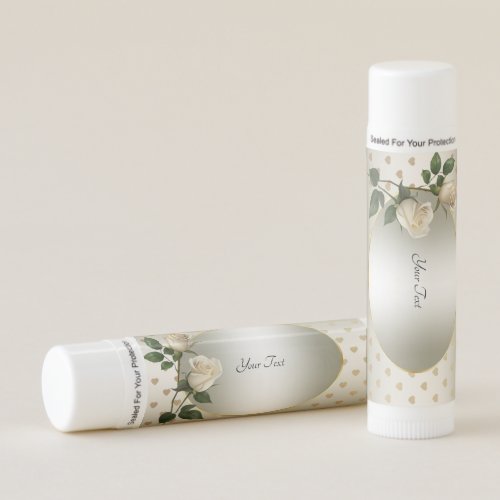 White Roses Gold Hearts Lip Balm