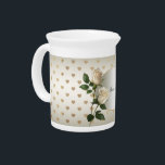 White Roses Gold Hearts Porcelain Pitcher<br><div class="desc">Beautiful White Roses Gold Hearts Porcelain Pitcher</div>