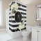WHITE ROSES Gold Monogram Black White Striped