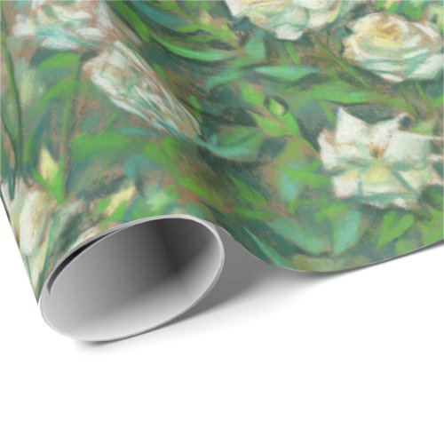 White roses green leaves beautiful flowers Wrapping Paper