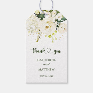 White Roses Greenery Foliage Thank You Gift Tags