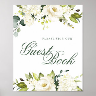 White Roses Guest Book Sign