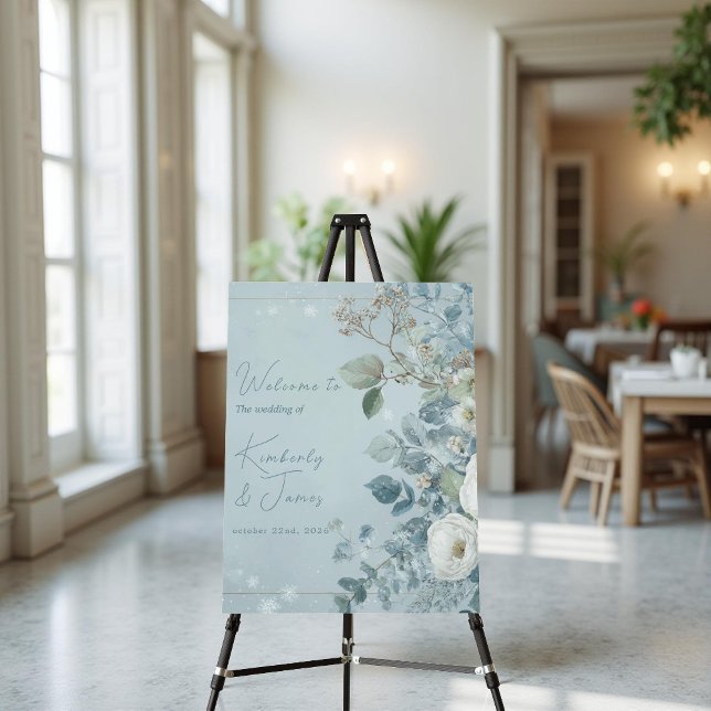 White Roses Hellebores Eucalyptus Wedding Sign (Creator Uploaded)