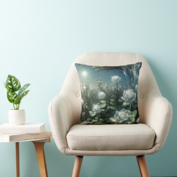 White Roses In Magical Garden Throw Pillow by dryfhout at Zazzle
