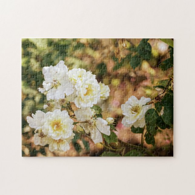 White Roses In The Garden Jigsaw Puzzle  (Horizontal)