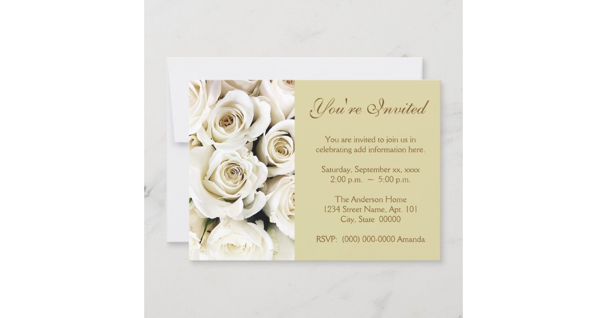 White Roses Invitations | Zazzle