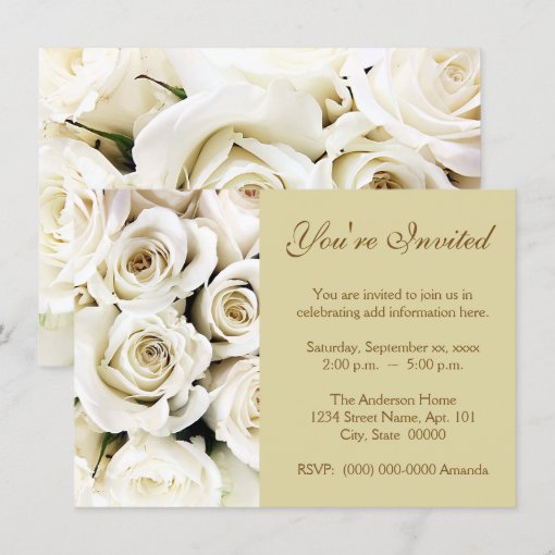 White Roses Invitations | Zazzle