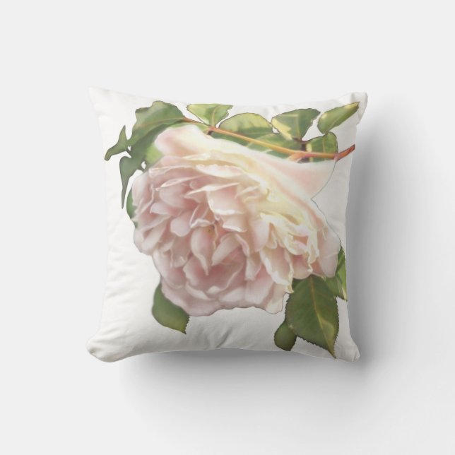 White roses Ivory Peach Rose Throw Pillow (Front)