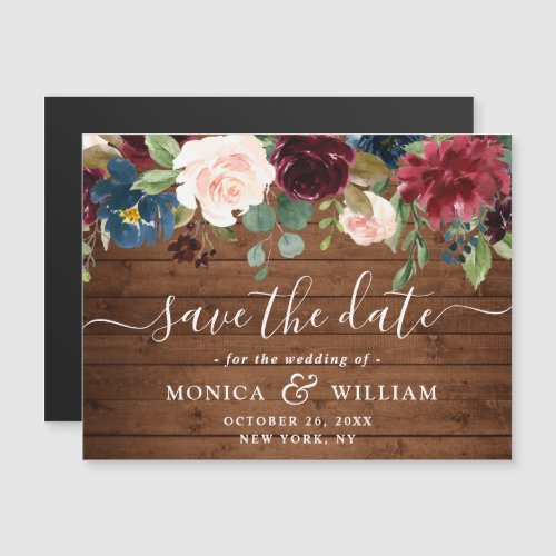 White Roses Lace Save the Date Magnetic Card