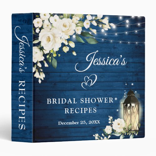 White Roses  Lantern Bridal Shower Recipe Binder
