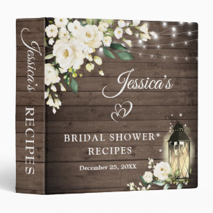 White Roses & Lantern Bridal Shower Recipe Binder