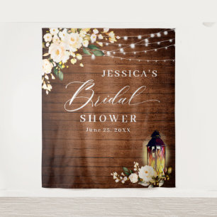 White Roses Lantern Wood Bridal Shower Backdrop