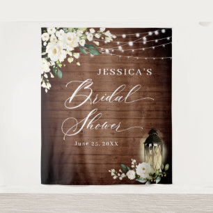 White Roses Lantern Wood Bridal Shower Backdrop