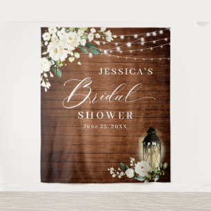 White Roses Lantern Wood Bridal Shower Backdrop