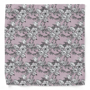 white roses lavender background bandana