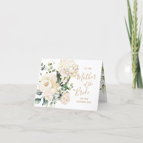 White roses Mother of the Bride Wedding Thank You Card