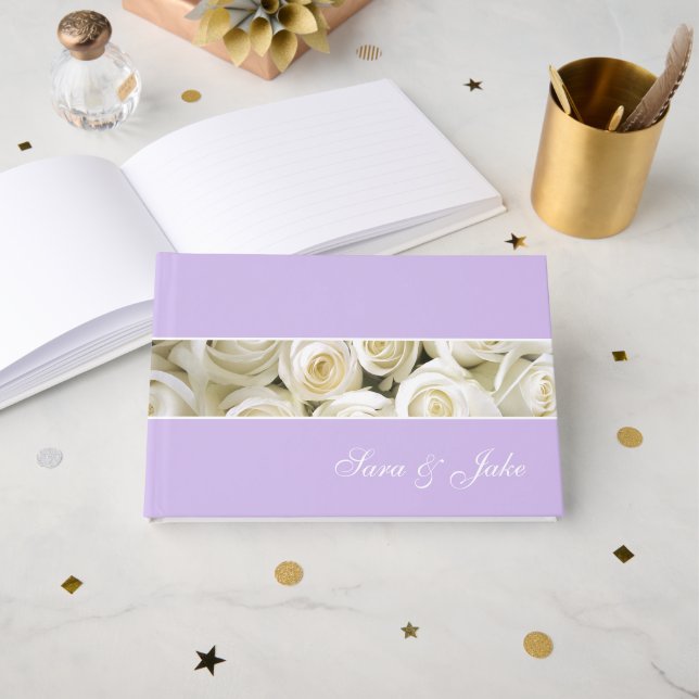White Roses Non-Foil Foil Guest Book (Front Open)