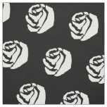 White roses on black background fabric