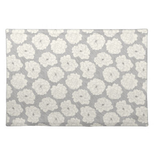 White Roses on Light Gray - seamless pattern. Cloth Placemat
