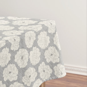 White Roses on Light Grey - seamless pattern. Tablecloth