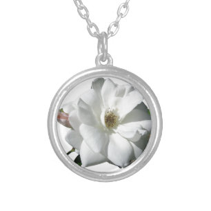 White Roses Party Shower Wedding Blossoms Destiny Silver Plated Necklace