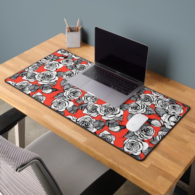 White roses pattern desk mat (Office 2)