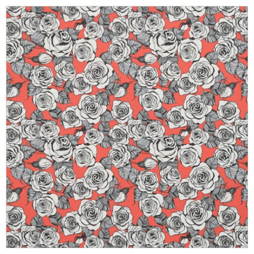White roses pattern fabric