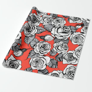 White roses pattern wrapping paper