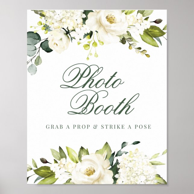 White Roses Photo Booth Sign  (Front)
