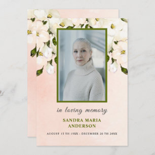 White Roses Photo Funeral Memorial Poem Card