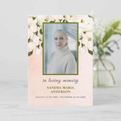 White Roses Photo Funeral Memorial Poem Card | Zazzle