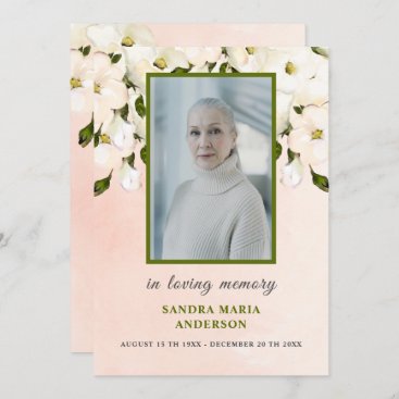 White Roses Photo Funeral Memorial Prayer Card