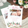 White Roses Pink Orchid Girl 4 Photo Collage Birth Announcement