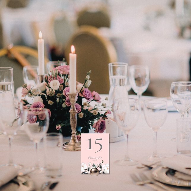 White Roses | Pink  Wedding Table Number (Creator Uploaded)