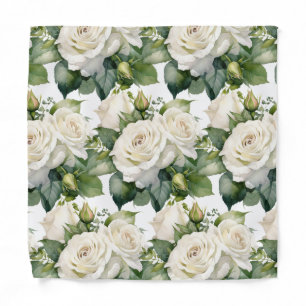 White Roses Pocket Square Bandana