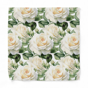 White Roses Pocket Square Bandana