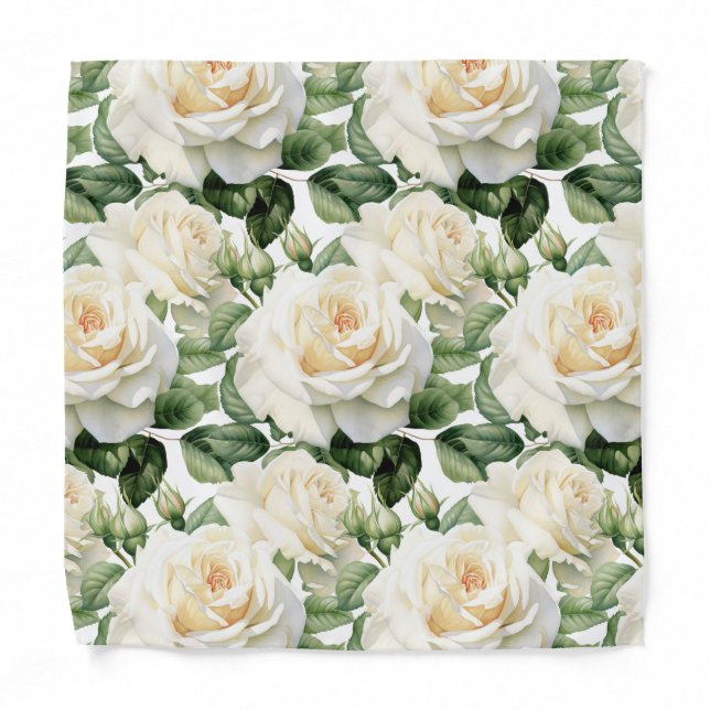 White Roses Pocket Square Bandana (Front)