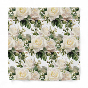 White Roses Pocket Square Bandana