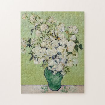 White Roses Post Impressionist Painting Van Gogh Jigsaw Puzzle by lazyrivergreetings at Zazzle