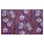 "White roses, purple leaves", floral design Fabric