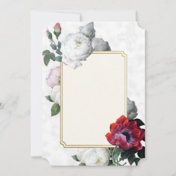 White Roses & Red Peony Spring Blank Invite 3 by LilithDeAnu at Zazzle