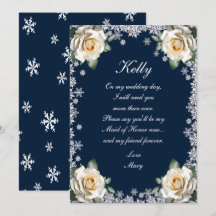 White Roses Snowflake Christmas Maid Of Honor