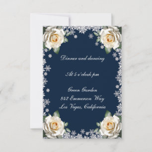 White Roses Snowflake Christmas Wedding Reception  Invitation