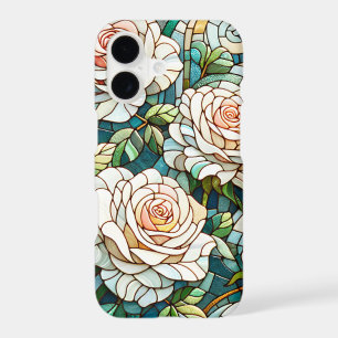 White Roses Stained Glass Mosaic iPhone 17 Case