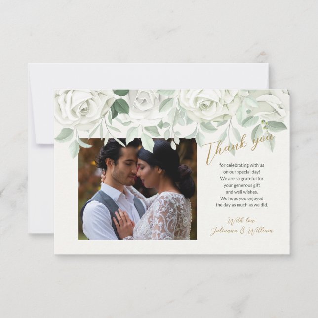 White Roses Thank You Card (Front)