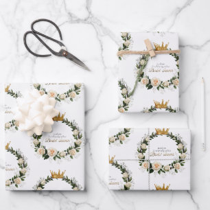 White Roses Thank You for Celebrating with Us Wrapping Paper Sheets